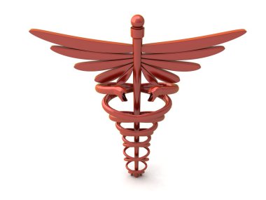 Front view of 3d caduceus symbol clipart