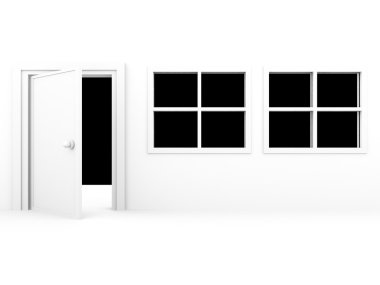 Windows with door clipart