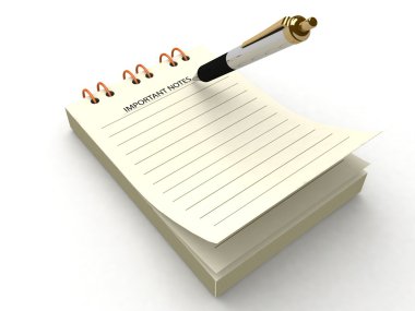 3d notepad and pen clipart