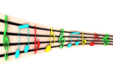 Three dimensional colorful musical clefs