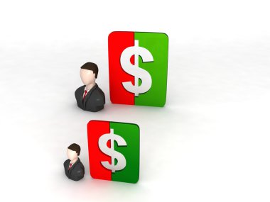 işlenmiş dolar işareti olan yarı insan