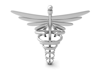 3d silver caduceus sign clipart