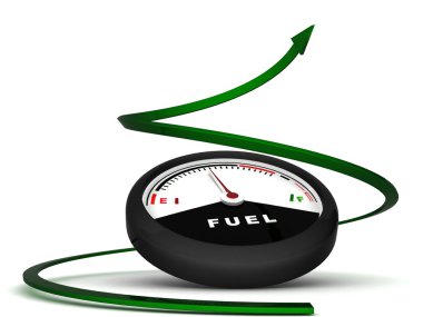 Fuel meter with green arrow clipart