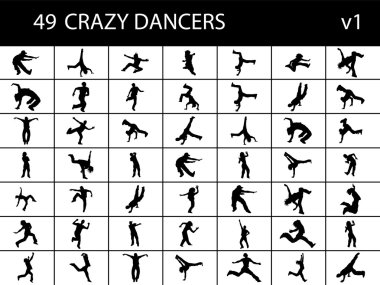 Brake dancers in group clipart