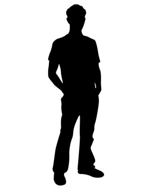 Silhouette of young man clipart