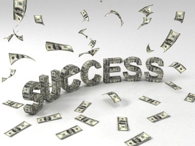 3d success text made of currency notes clipart