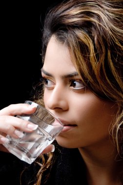 Beautiful woman drinking water clipart