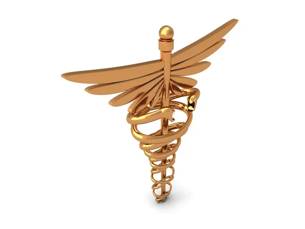 3D gyllene medicinsk symbol — Stockfoto