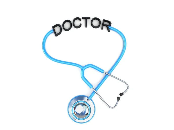 3d stethoscope and doctor text — Stock Photo, Image