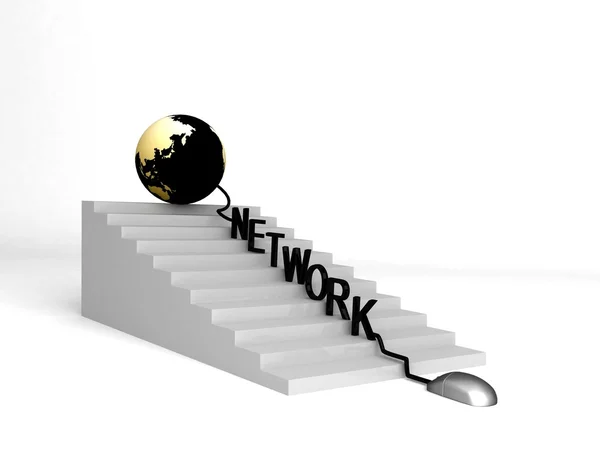 3D globe en netwerk over de voortgang — Stockfoto