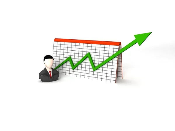 3d hombre de negocios con gráfico de progreso —  Fotos de Stock