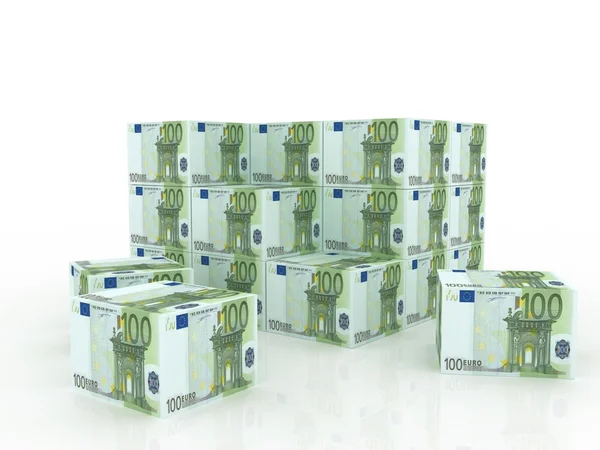 Cajas de billetes de euro en pila —  Fotos de Stock