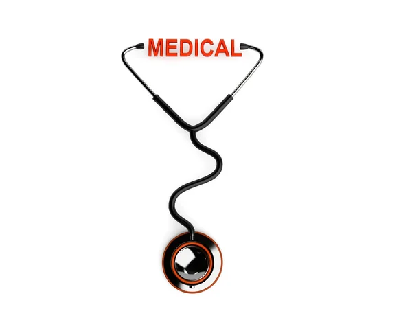 3D stetoskop tıbbi metin — Stok fotoğraf