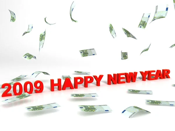Neujahrswünsche mit Währung — Stockfoto