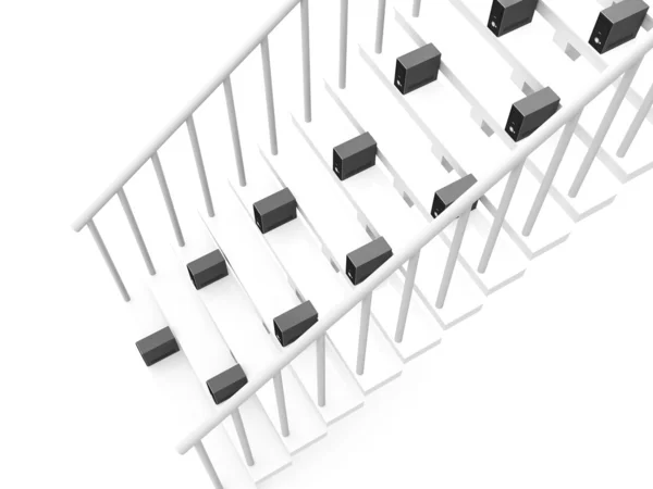 Tre dimensionell cpu på trappan — Stockfoto