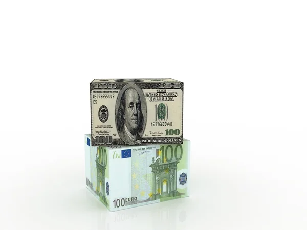 Cajas en dólares y euros — Foto de Stock