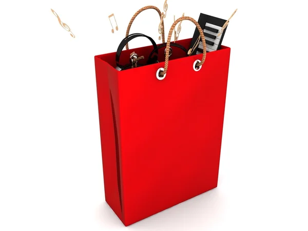 stock image Shopping bag with musical equipments