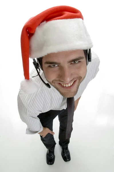 Visão de alto ângulo de Papai Noel sorrindo — Fotografia de Stock
