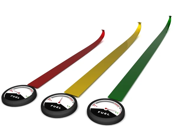 Vista 3d de medidores de combustível renderizados — Fotografia de Stock