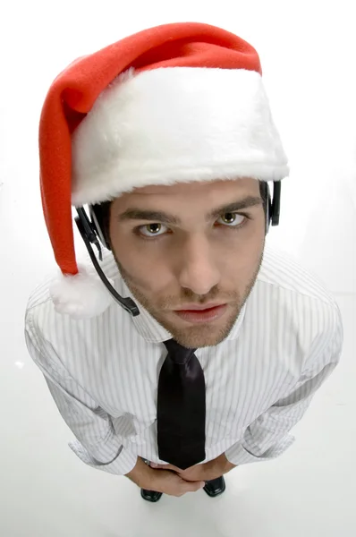 High angle view of man with headset — Stock Photo, Image
