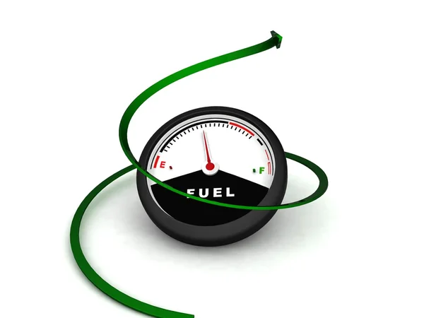 3d fuel meter with arrow — Stock Photo, Image
