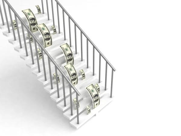 Dolarů na schodech — Stock fotografie