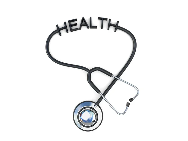 3D stetoskop tekstem zdrowia — Zdjęcie stockowe