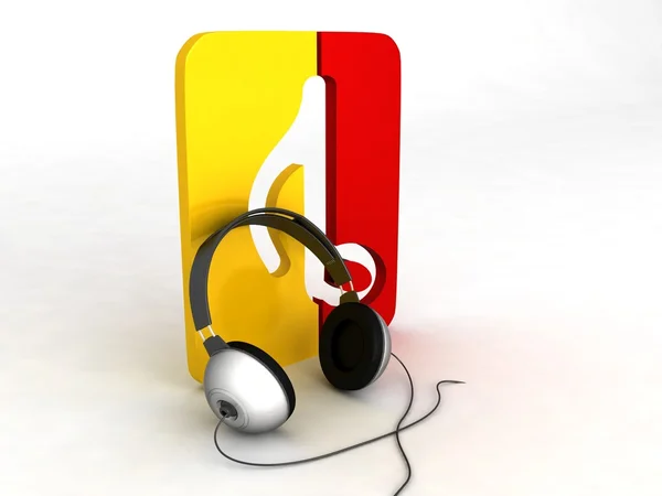 3D sluchátka s hudební nota — Stock fotografie