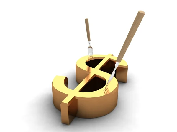Dollar sign with fork — Stock Photo, Image