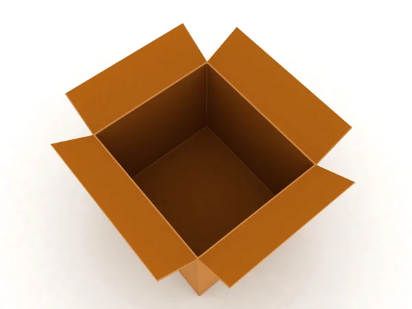 Вид сверху 3D картонной коробки — стоковое фото