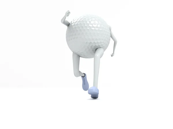 Dreidimensional laufender Golfball — Stockfoto