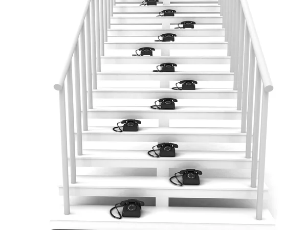 Teléfonos renderizados en escaleras — Foto de Stock