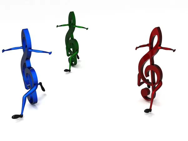 3d dancing colorful musical notes — Stock Photo, Image