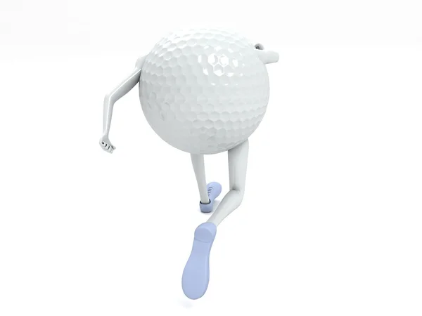 Bola de golfe tridimensional em execução — Fotografia de Stock