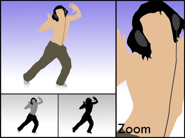 Dansende man met hoofdtelefoon — Stockfoto