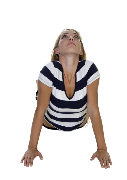 Exercício muito feminino olhando para cima — Fotografia de Stock