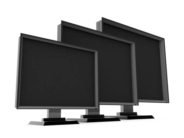 Zijaanzicht van 3D-televisies — Stockfoto
