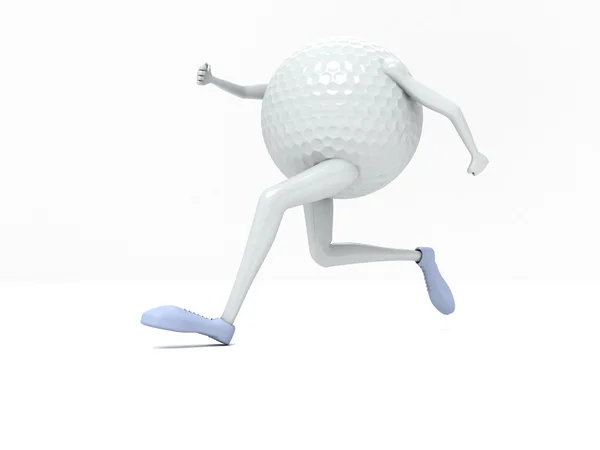 Vista lateral da bola de golfe em execução — Fotografia de Stock