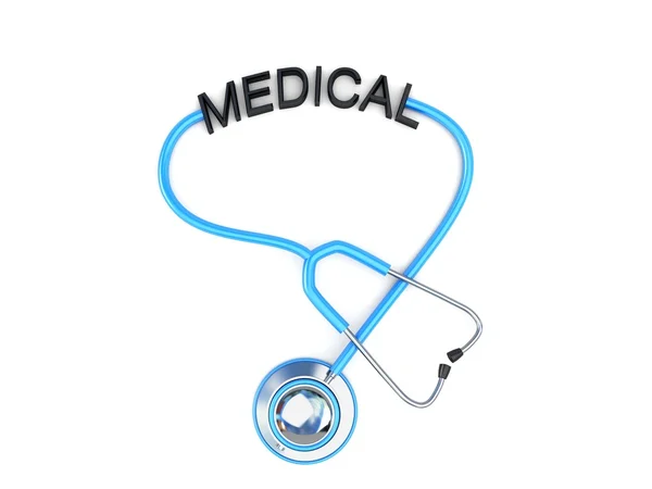 Stetoskop 3D i tekst medyczny — Zdjęcie stockowe