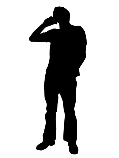 Silhouette of man communication on mobile — Stock Photo, Image