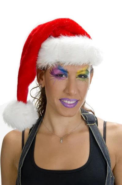 Porträt einer Frau mit Weihnachtsmütze — Stockfoto