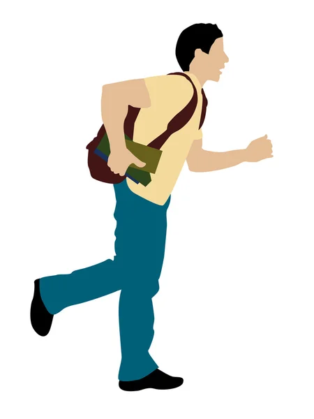 Running man with books — Stock Photo, Image