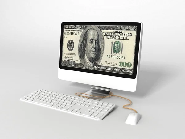 3D dator med dolalr bill — Stockfoto