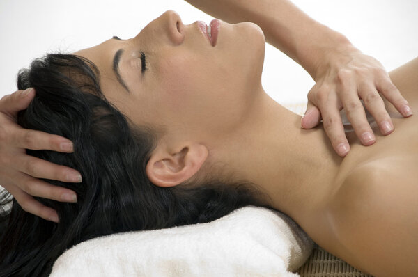 Sexy female taking massage