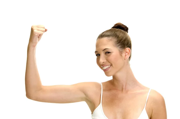 그녀의 근육을 보여주는 여자 — 스톡 사진