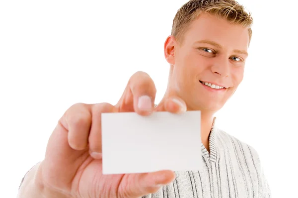 Male showing business card — Stock Photo, Image