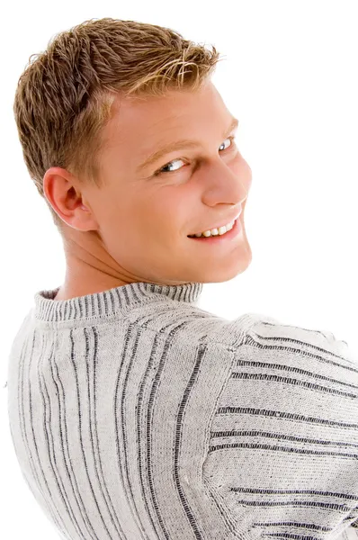 Smiling male looking backwards — Stock Photo, Image