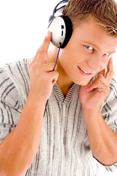 Człowiek słuchając łagodnej muzyki — Zdjęcie stockowe