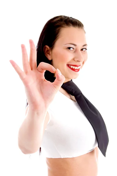 Young women showing ok sign — Stock Photo, Image