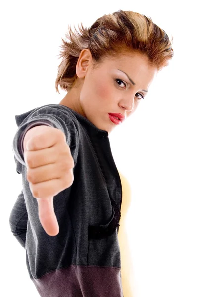Female showing thumbs down — Stock Photo, Image
